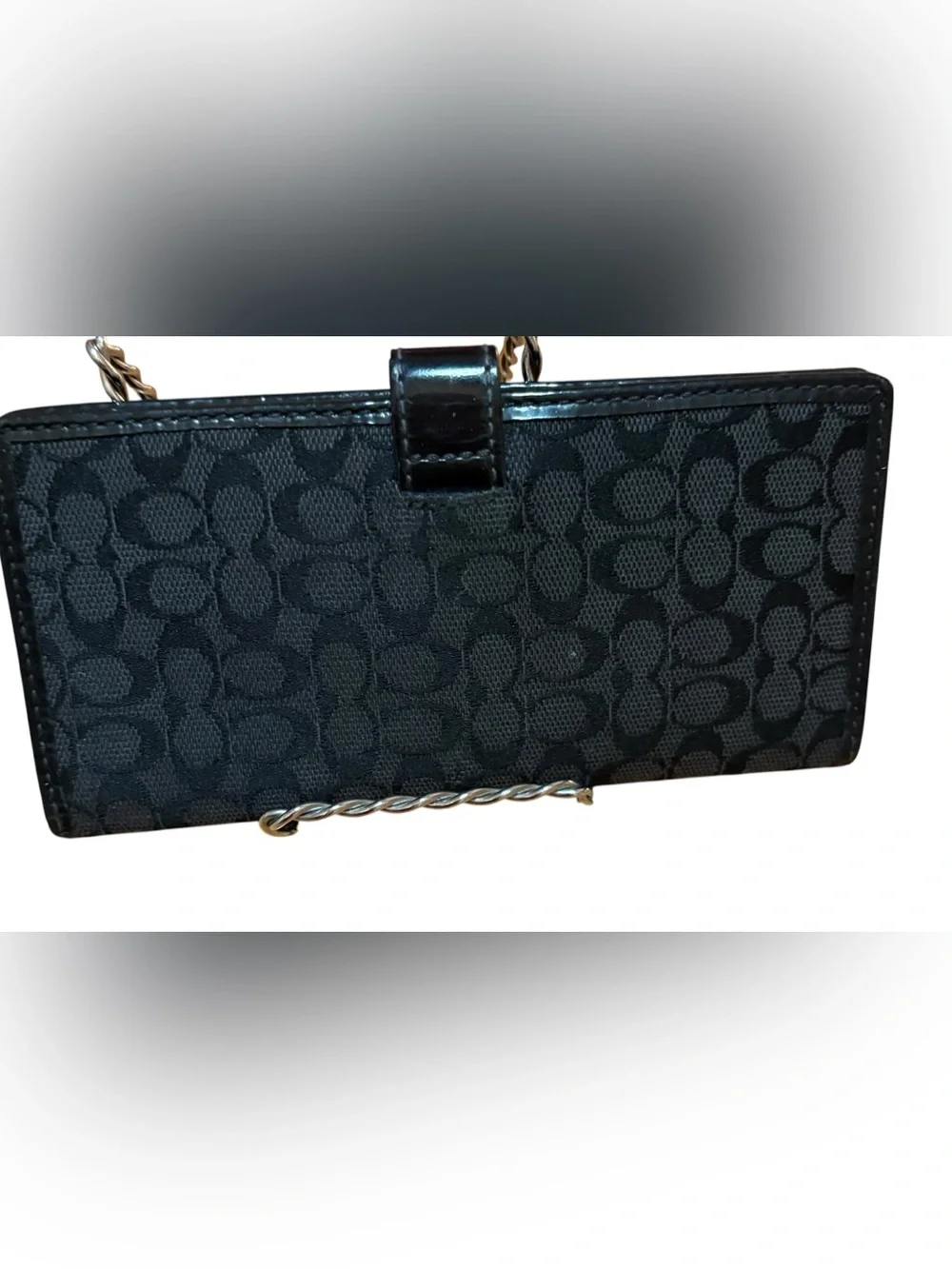 Vintage Coach Signature Long Bifold Checkbook Wallet. Canvas/Leather. Black.